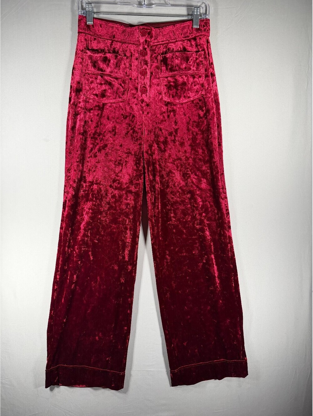 Halara Women's Red Velvet Wide Leg Pull on Trouser Pants Size Medium NWT